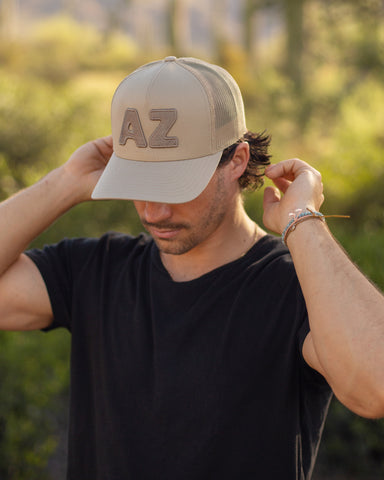AZ Curved Trucker Hat (Khaki)
