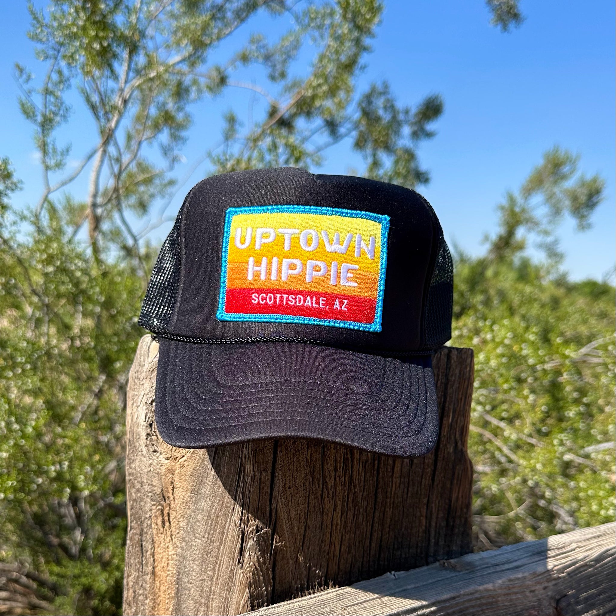 Uptown Hippie Retro Trucker Hat (Black)