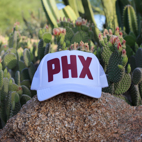 PHX Trucker Hat (White + Maroon)